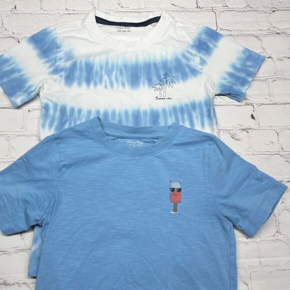MinyMo Summer Vibes / Impopsicle Organic Tee Bundle Size 10 White Blue - Picture 2 of 9